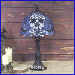 Vintage Tiffany Style Gothic Skull Stained Glass Table Lamp 8 Halloween Light
