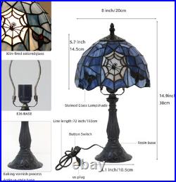 Vintage Tiffany Style Gothic Spider Stained Glass Table Lamp 8 Halloween Light