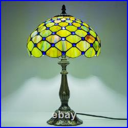 Vintage Tiffany Style Gradient Green Stained Glass Table Lamp 18 Bedside Light