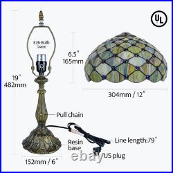 Vintage Tiffany Style Gradient Green Stained Glass Table Lamp 18 Bedside Light
