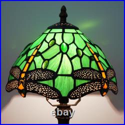 Vintage Tiffany Style Green Dragonfly Stained Glass Table Lamp Bedside Light