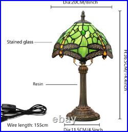 Vintage Tiffany Style Green Dragonfly Stained Glass Table Lamp Bedside Light