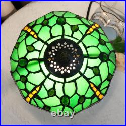 Vintage Tiffany Style Green Dragonfly Stained Glass Table Lamp Bedside Light