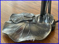 Vintage Tiffany Style Meyda Lighting 16' Orange Red Pond Lily 3 Light Table Lamp