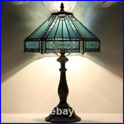 Vintage Tiffany Style Mission Stained Glass Table Lamp Bedside Reading Light