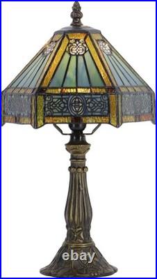 Vintage Tiffany Style Mission Stained Glass Table Lamp Bedside Reading Light