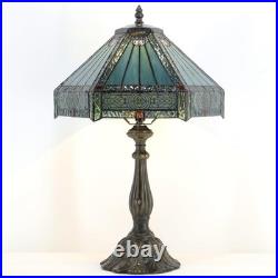 Vintage Tiffany Style Mission Stained Glass Table Lamp Bedside Reading Light