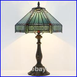 Vintage Tiffany Style Mission Stained Glass Table Lamp Bedside Reading Light