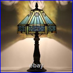 Vintage Tiffany Style Mission Stained Glass Table Lamp Bedside Reading Light
