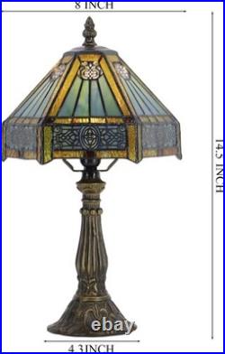 Vintage Tiffany Style Mission Stained Glass Table Lamp Bedside Reading Light