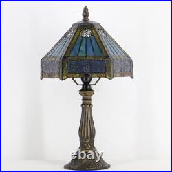 Vintage Tiffany Style Mission Stained Glass Table Lamp Bedside Reading Light