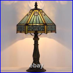 Vintage Tiffany Style Mission Stained Glass Table Lamp Bedside Reading Light