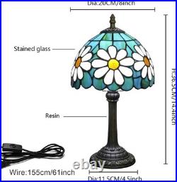 Vintage Tiffany Style Modern Daisy Stained Glass Table Lamp Bedside Night Light