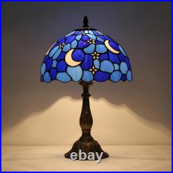 Vintage Tiffany Style Moon Blue Stained Glass Table Lamp Bedside Reading Light Vintage Tiffany Style Moon Blue Stained Glass Table Lamp Bedside Reading Light