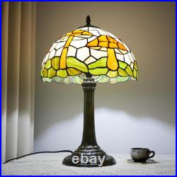 Vintage Tiffany Style Mushroom Stained Glass Table Lamp Bronze Base Light