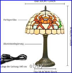 Vintage Tiffany Style Orange Crab Stained Glass Table Lamp Retro Bedside Light