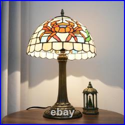 Vintage Tiffany Style Orange Crab Stained Glass Table Lamp Retro Bedside Light