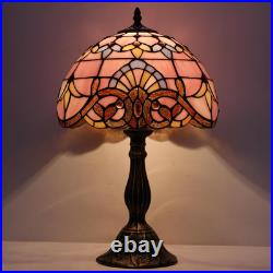 Vintage Tiffany Style Pink Baroque Lavender Stained Glass Table Lamp Light Vintage Tiffany Style Pink Baroque Lavender Stained Glass Table Lamp Light