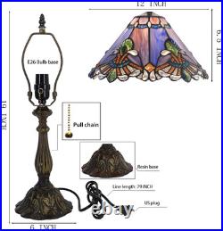 Vintage Tiffany Style Purple Baroque Stained Glass Table Lamp 19 Bedside Light