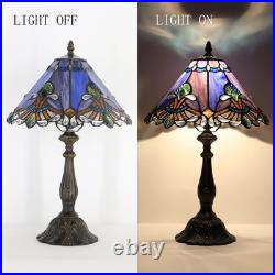 Vintage Tiffany Style Purple Baroque Stained Glass Table Lamp 19 Bedside Light