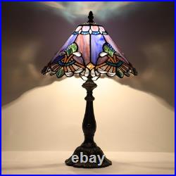 Vintage Tiffany Style Purple Baroque Stained Glass Table Lamp 19 Bedside Light