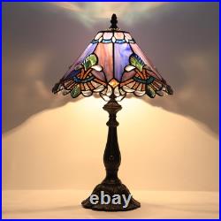 Vintage Tiffany Style Purple Baroque Stained Glass Table Lamp 19 Bedside Light