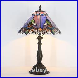 Vintage Tiffany Style Purple Baroque Stained Glass Table Lamp 19 Bedside Light