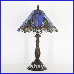Vintage Tiffany Style Purple Baroque Stained Glass Table Lamp 19 Bedside Light
