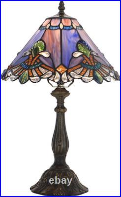Vintage Tiffany Style Purple Baroque Stained Glass Table Lamp 19 Bedside Light