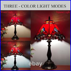 Vintage Tiffany Style Red Baroque Stained Glass Table Lamp 3-Color LED Decor Vintage Tiffany Style Red Baroque Stained Glass Table Lamp 3-Color LED Decor