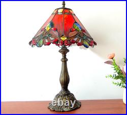 Vintage Tiffany Style Red Baroque Stained Glass Table Lamp 3-Color LED Decor Vintage Tiffany Style Red Baroque Stained Glass Table Lamp 3-Color LED Decor