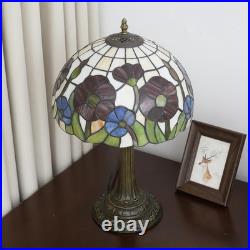 Vintage Tiffany Style Red Poppy Stained Glass Table Lamp Vintage Desk Light