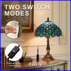 Vintage Tiffany Style Sea Blue Pearl Stained Glass Table Lamp 12 Reading Light