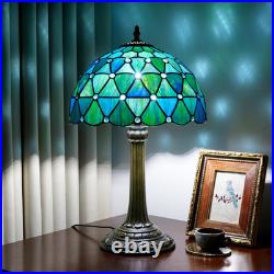 Vintage Tiffany Style Sea Blue Stained Glass Table Lamp Vintage Accent Light Vintage Tiffany Style Sea Blue Stained Glass Table Lamp Vintage Accent Light