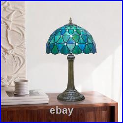 Vintage Tiffany Style Sea Blue Stained Glass Table Lamp Vintage Accent Light