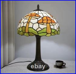 Vintage Tiffany Style Stained Glass Mushroom Design Table Lamp Bedside Decor