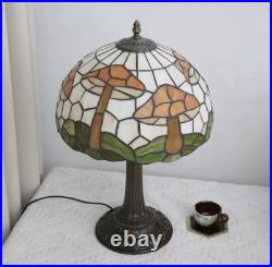 Vintage Tiffany Style Stained Glass Mushroom Design Table Lamp Bedside Decor