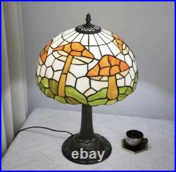 Vintage Tiffany Style Stained Glass Mushroom Design Table Lamp Bedside Decor