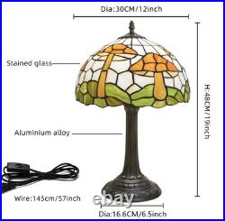 Vintage Tiffany Style Stained Glass Mushroom Design Table Lamp Bedside Decor