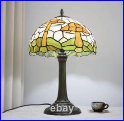 Vintage Tiffany Style Stained Glass Mushroom Design Table Lamp Bedside Decor
