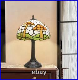 Vintage Tiffany Style Stained Glass Mushroom Design Table Lamp Bedside Decor