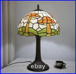 Vintage Tiffany Style Stained Glass Mushroom Design Table Lamp Bedside Decor