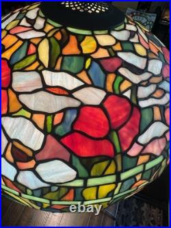 Vintage Tiffany Style Stained Glass Oreintal Poppy Table Lamp Vintage Tiffany Style Stained Glass Oreintal Poppy Table Lamp