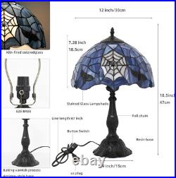 Vintage Tiffany Style Stained Glass Spider Table Lamp Gothic Halloween Light 19