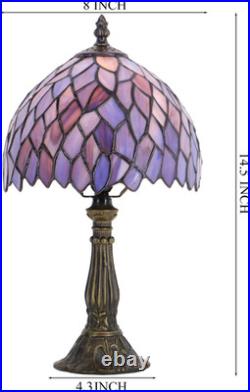 Vintage Tiffany Style Stained Glass Table Lamp 14.5 Bedside Desk Accent Light Vintage Tiffany Style Stained Glass Table Lamp 14.5 Bedside Desk Accent Light