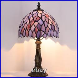 Vintage Tiffany Style Stained Glass Table Lamp 14.5 Bedside Desk Accent Light