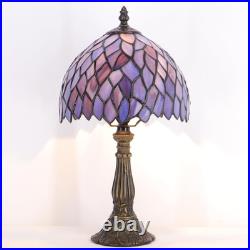 Vintage Tiffany Style Stained Glass Table Lamp 14.5 Bedside Desk Accent Light