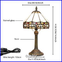 Vintage Tiffany Style Stained Glass Table Lamp Antique Bedside Nightstand Light Vintage Tiffany Style Stained Glass Table Lamp Antique Bedside Nightstand Light