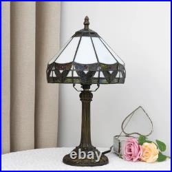 Vintage Tiffany Style Stained Glass Table Lamp Antique Bedside Nightstand Light