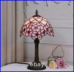 Vintage Tiffany Style Stained Glass Table Lamp Pink Rose Bedside Desk Light Vintage Tiffany Style Stained Glass Table Lamp Pink Rose Bedside Desk Light